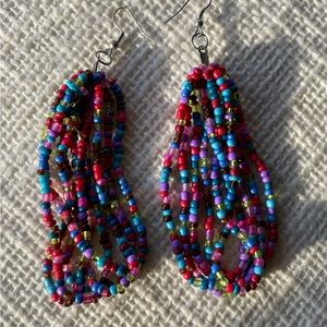 Confetti multicolored 3”+ looped seed bead earrings